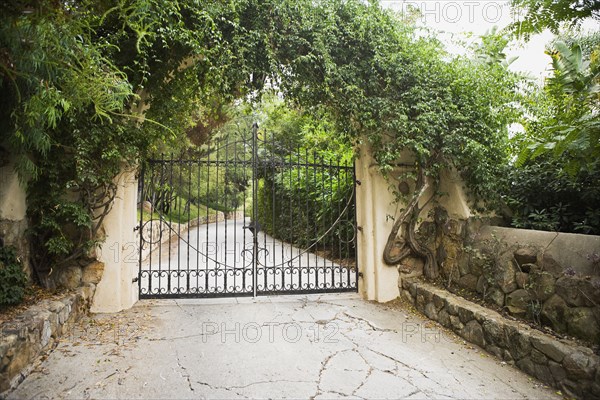 Large closed wrought iron gate