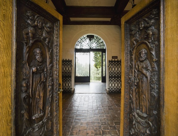 Hand carved wooden doors