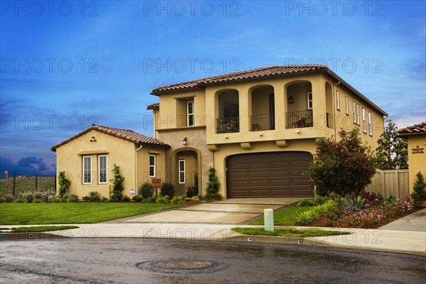 Front exterior Mediterranean style home