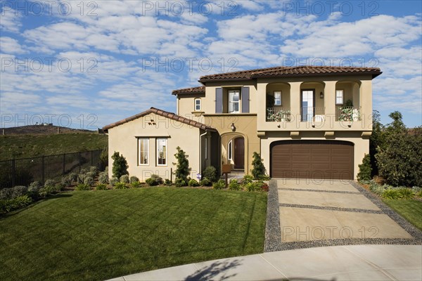 Front exterior Mediterranean style home