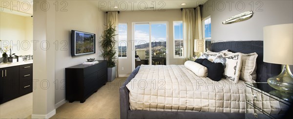 Master bedroom with doorway to master bath