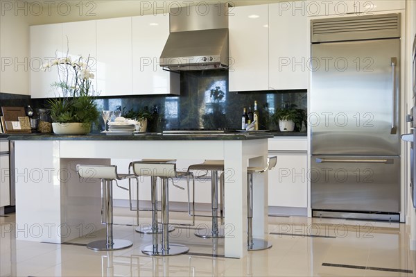 Kitchen island with modern barstools