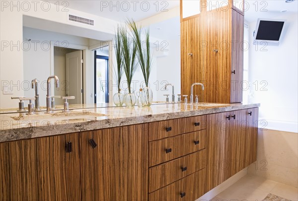 Bamboo cabinets in bathroom