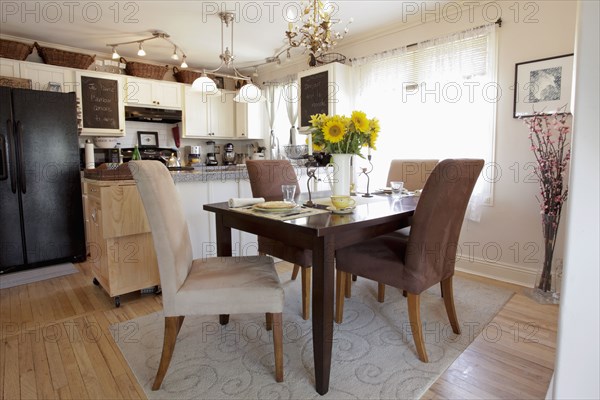Dining table in traditional kitchen