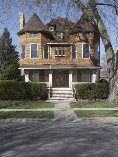 Cedar shake three story home