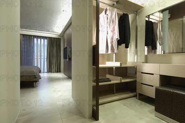 Modern closet with vanity