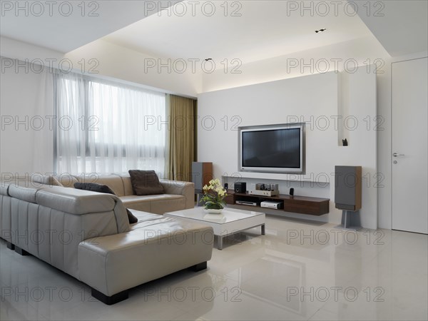 Modern living room with sectional sofa