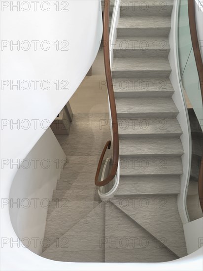 View above modern U shaped staircase