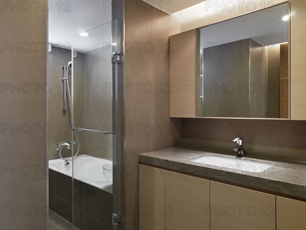 Modern bathroom with glass shower