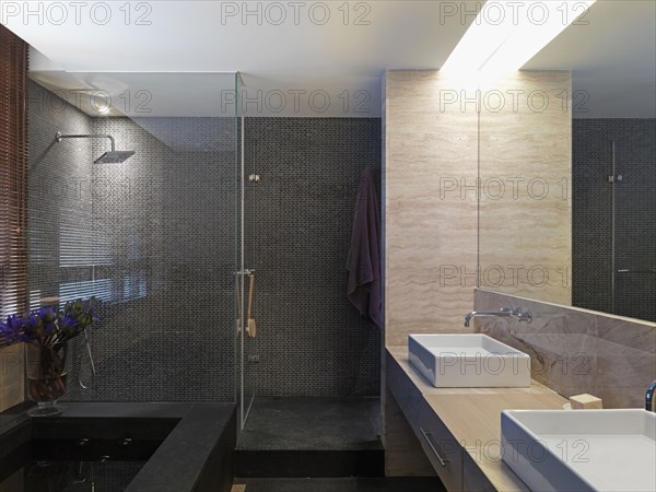 Modern bathroom with glass shower