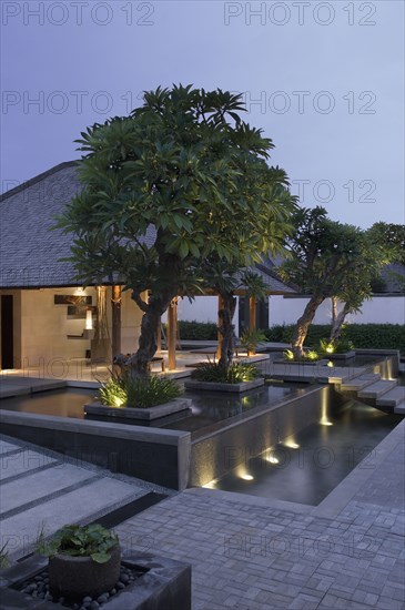 Resort lobby at dusk