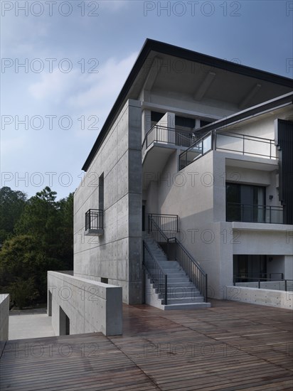 Detail hardwood patio and staircase