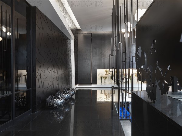 Black hallway in modern interior