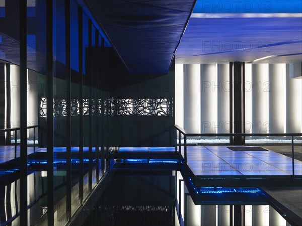 Reflecting pool outside modern building