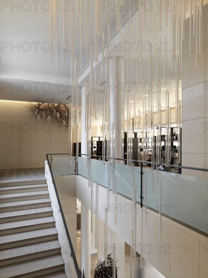 Modern staircase and light fixture