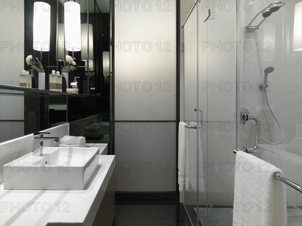 Modern bathroom with glass shower