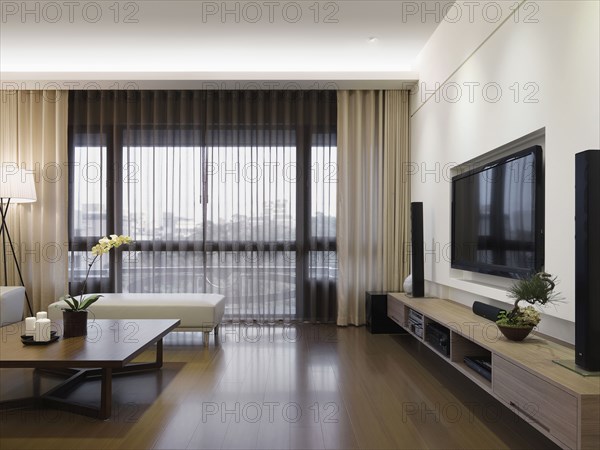 Entertainment center in modern living room