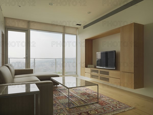 Living room with entertainment center