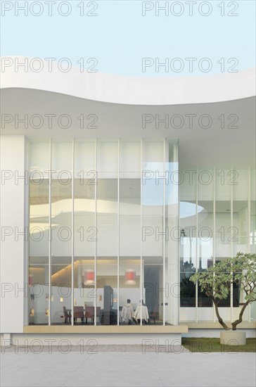 Exterior of modern building with large windows