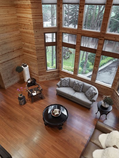 Interior view of living room in cabin home