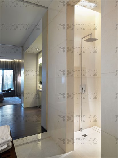 Shower in modern bathroom