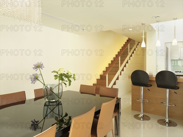 Dining room table in modern home