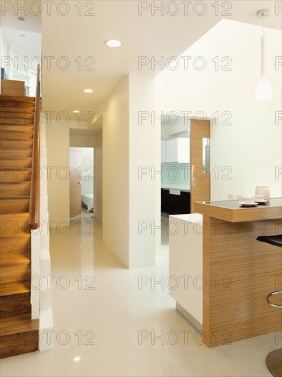 Modern hallway with recessed lights