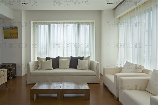 White furniture in modern living room