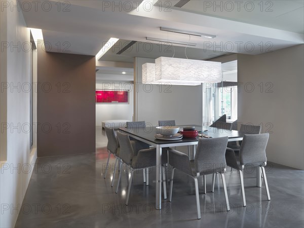 Dining room table in modern dining room