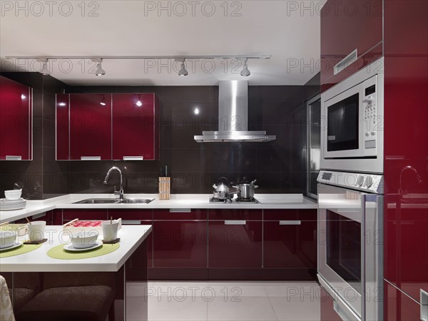 Red modern kitchen