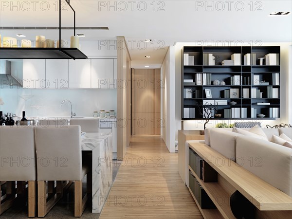 Hardwood floor in modern apartment home