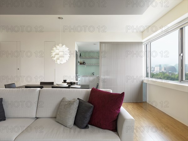 Modern living room with hardwood floor