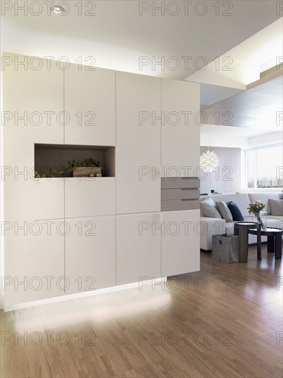 Hardwood floor in hallway of modern home