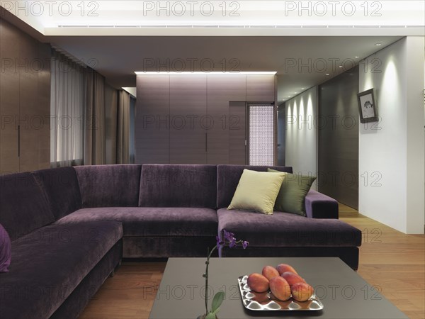 Purple sofa in modern interior