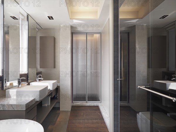 Modern bathroom with his and hers sinks