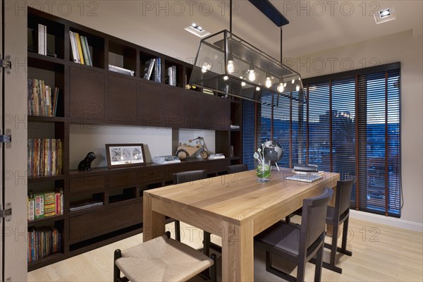 Large wooden table in home office