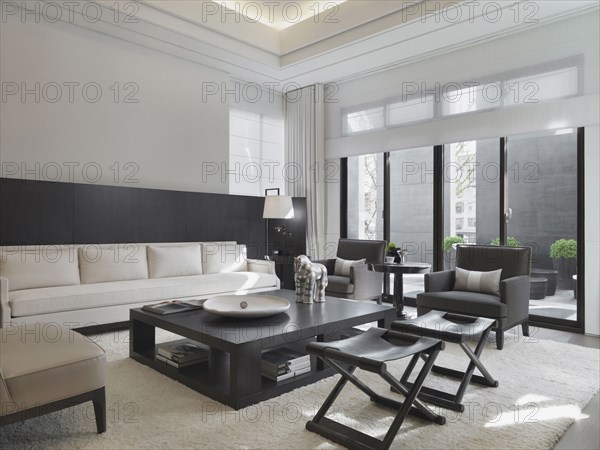 Black and white modern living room