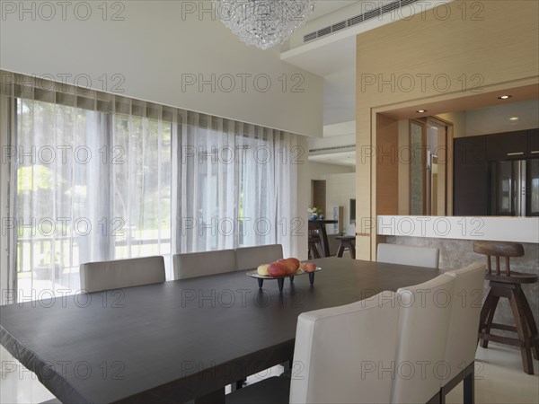 Dining room table in modern home