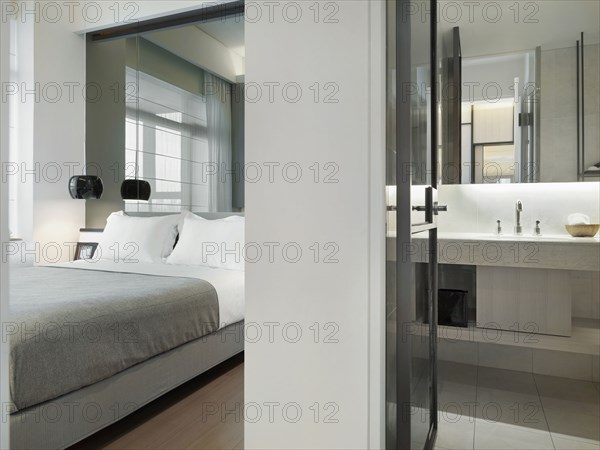 Modern bedroom and bathroom