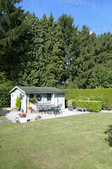 Garden shed in backyard