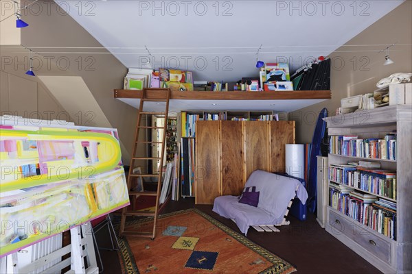 Interior of room with ladder