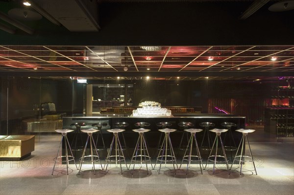 Metal stools in nightclub