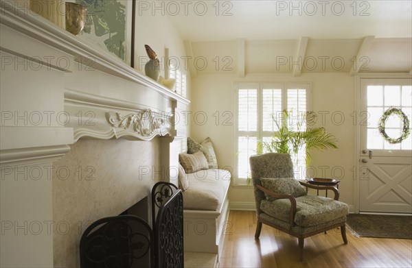 Fireplace and Armchair in Living Room