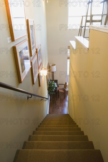 Downward view of staircase
