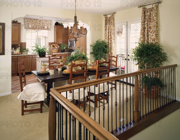 Dining room and kitchen on second floor of home