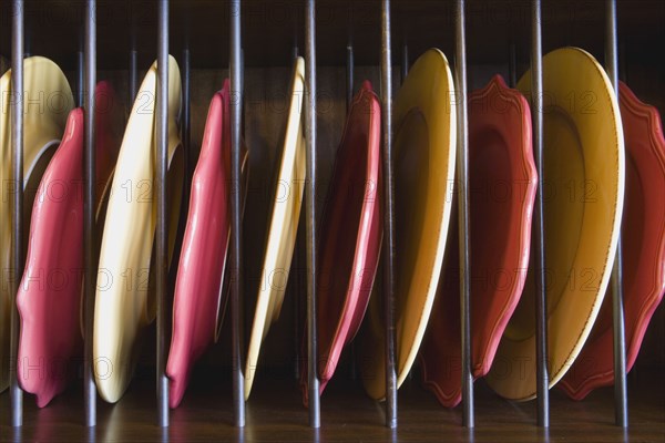 Plate Rack with Red and Yellow Plates