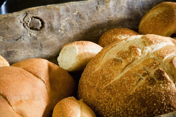 Freshly Baked Bread in Wood Bowl