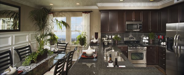 Contemporary kitchen and dining area