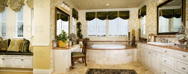 Bathtub cabinets in contemporary bathroom