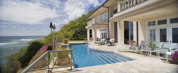 Large Swimming Pool and Deck in Coastal Mansion